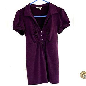 Speechless Babydoll Top sz L Y2K Puff Sleeve Tie Back V Neck Button Detail